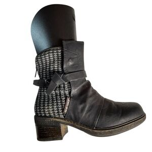 Muk‎ Luks Black Moto Ankle Boots Knit Sweater Back Women's Size 8